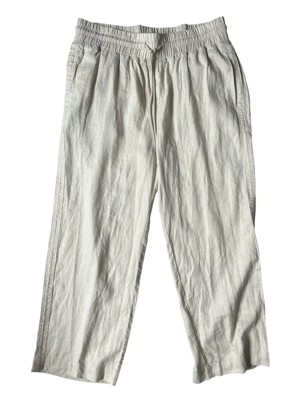Quince Wide-Leg Linen Blend Pants in Flax color size XL NWT